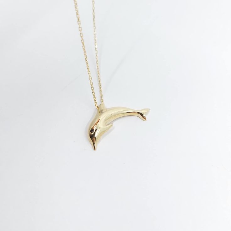 14K Solid Gold Dolphin Necklace, Gift for Dolphin Lovers, Cute Gift for Daughter, 18th Birthday Gift for Her, Dainty Necklace Valentines Day - With our 30 years of experience in the gold and jewelry industry, it is a great source of pleasure for us to produce useful jewelry that you can wear with pleasure. - Every woman is special. And all women are more precious to us than any jewel. I wish you a pleasant shopping experience.  - Thank you for choosing HYGoldJewelry. We will continue to play a k Daughter 18th Birthday, Dolphin Lover, Dolphin Necklace, 18th Birthday Gifts, Gift For Daughter, Valentines Necklace, Birthday Gift For Her, 18th Birthday, Cute Gift