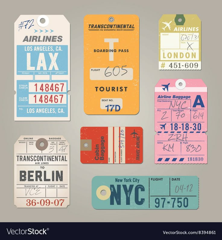 luggage tags and tickets for the new york city