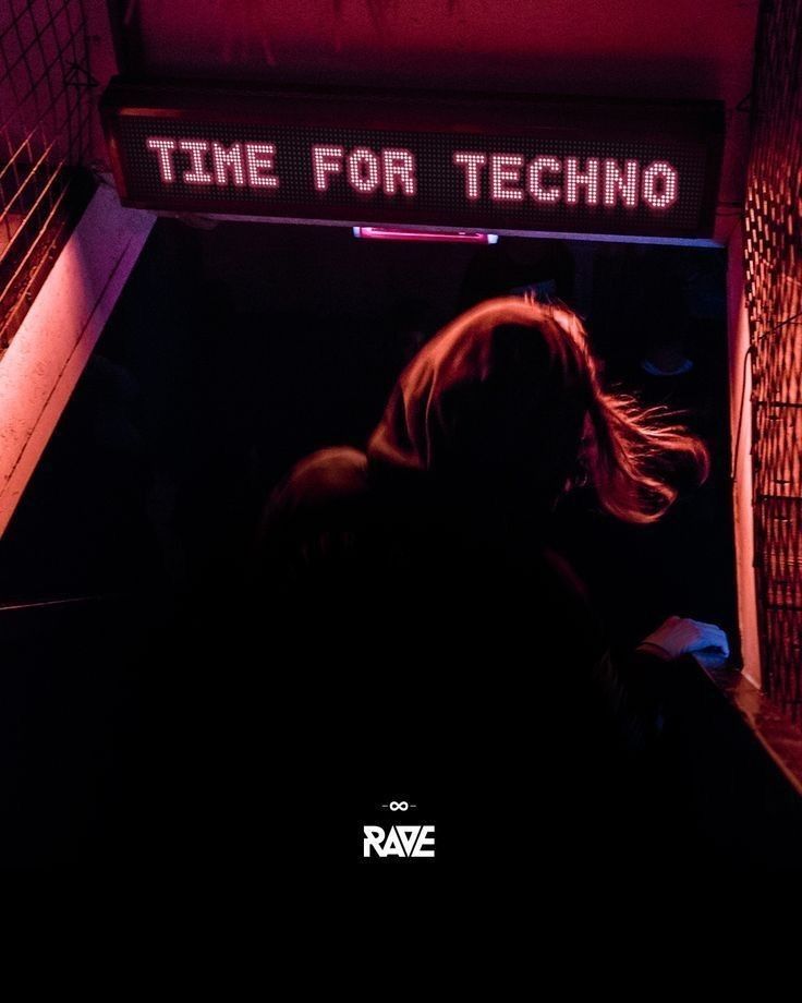 there is a neon sign that says time for techo