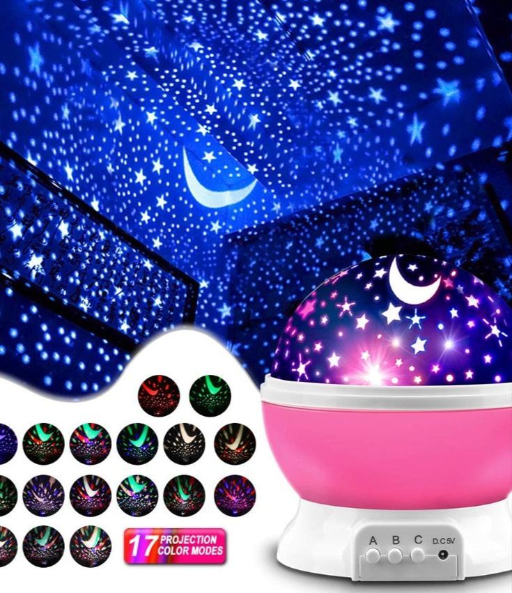 the night sky projector with stars and moon on it