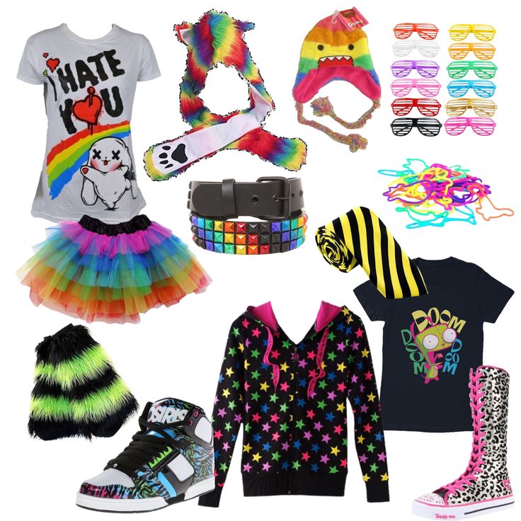 Colorful Emo Outfits, Neon Scene Outfits, 2000s Scene Aesthetic Outfits, Rainbow Scene Outfit, Scene Fits 2000s, Scene Outfits Colorful, Scene Kid Clothes, Scene Style Outfits, Scene Fashion 2000s