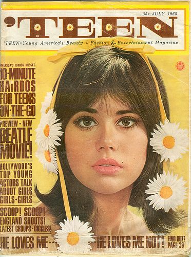 the cover of teen magazine with a woman's face and daisies in her hair