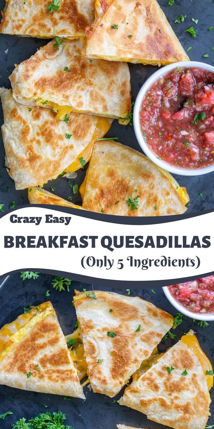 breakfast quesadillas with salsa on the side