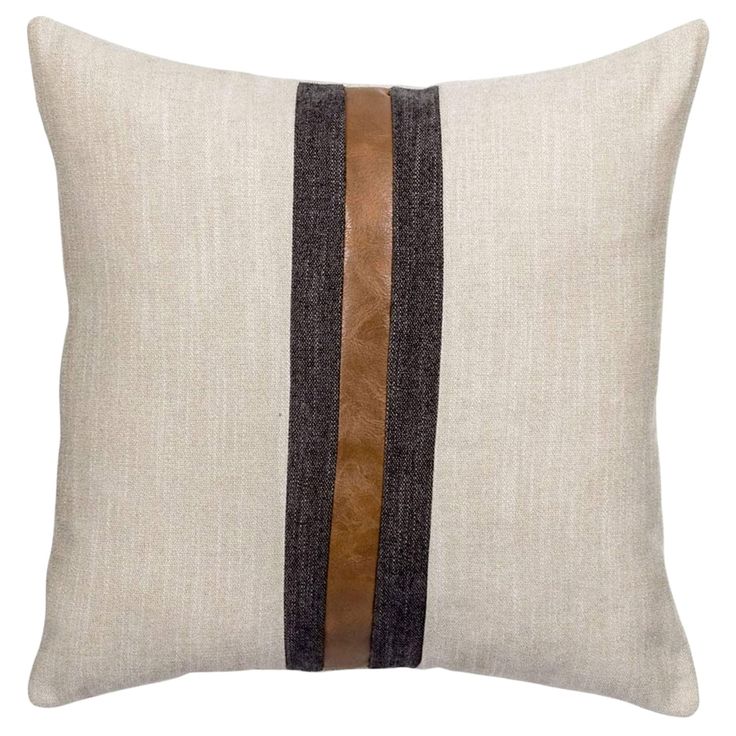 PRICES MAY VARY. 6% Pu& 92% Cotton Line FEATURE -- The faux leather Polyester throw pillow cover is such a fun pop of texture. With zipper enclosure and it makes the perfect layering pillow. FRANT& BACK -- Beige Polyester fabric and Faux Leather Stripe Color of your choice. BACK: Pure Beige Polyester Fabric. UNIQUE -- Add style to your space with this Brown faux leather pillow cover . A faux leather stripe is added vintage look for flair. SIZE -- This listing is for one 16x16 inches throw pillow Throws On Leather Sofa, Charcoal Sofa Pillows, Grey Coach With Pillows, Pillow Covers Tan, Faux Leather Ivory Pillow Covers, Black Brown Throw Pillows, Dark Gray Couch Leather Pillows, Cognac Leather Pillows Bedroom, Gray Pillows On Brown Couch