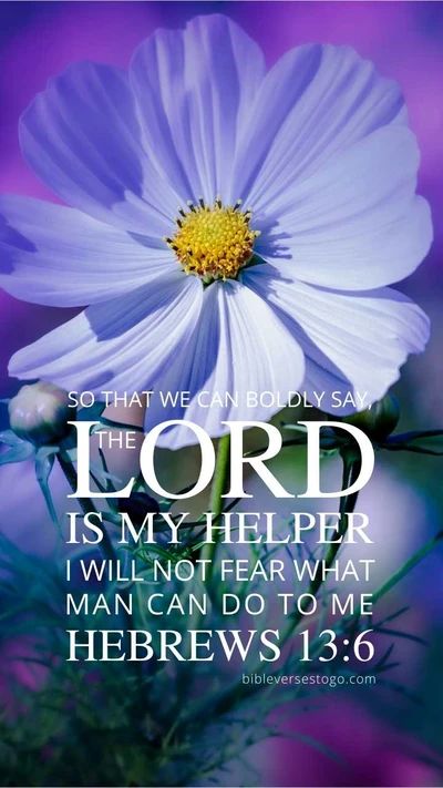 a white flower with the words, god is my helper i will not fear what man