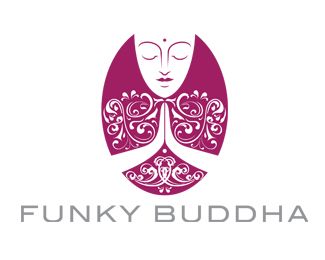 the logo for funky buddhaa, a yoga and meditation studio in new york city