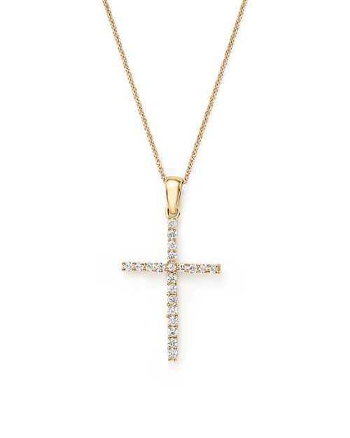 Bloomingdale's - Diamond Cross Necklace in 14K Yellow Gold, 0.25 ct. t.w. - 100% Exclusive Luxury Elegant Yellow Gold Cross Necklace, Simple Cross Necklace Gold, Yellow Gold Pendant Cross Necklace With Diamond Accents, Yellow Gold Diamond Cut Cross Pendant Necklace, Cross-shaped Yellow Gold Diamond Necklace, Vintage Cross Necklace, Cross Necklace Simple, Yellow Gold Diamond-cut Cross Pendant, Diamond Cross Necklace Gold