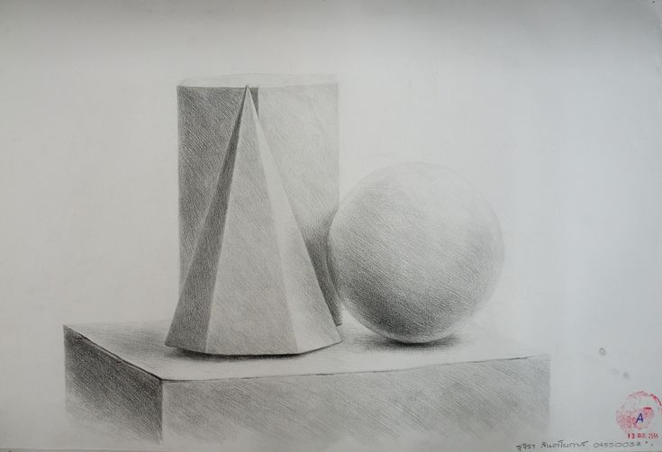 a pencil drawing of two objects on a table