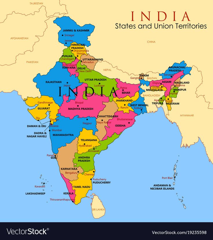 india map with states and union territoriess