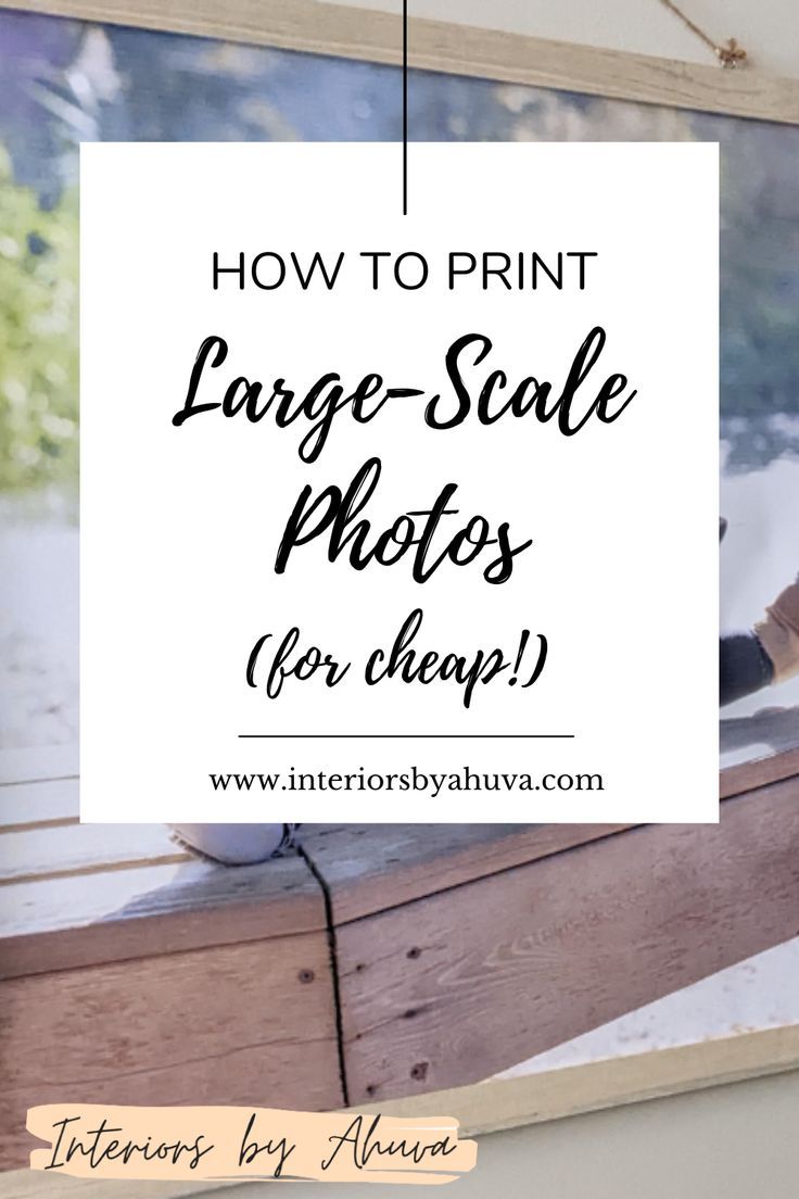 a wooden frame with the words how to print large scale photos for cheap on it