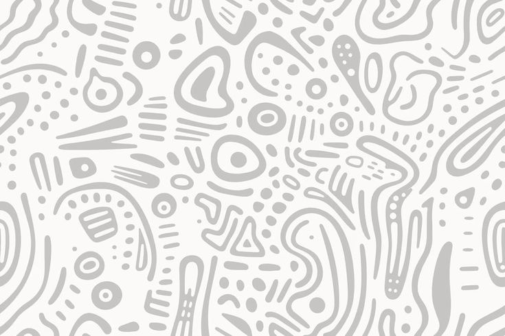 a white and gray abstract background with many different types of lines, shapes and dots