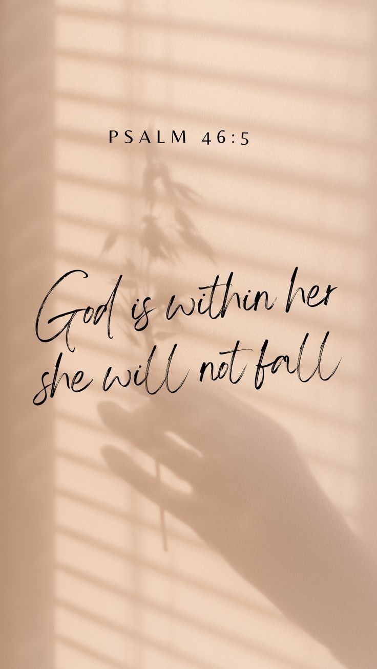 a hand holding a flower with the words god is within her she will not fall