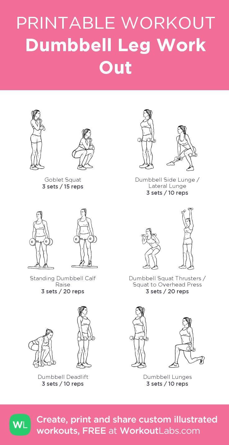 the printable workout for dumbbell leg work out