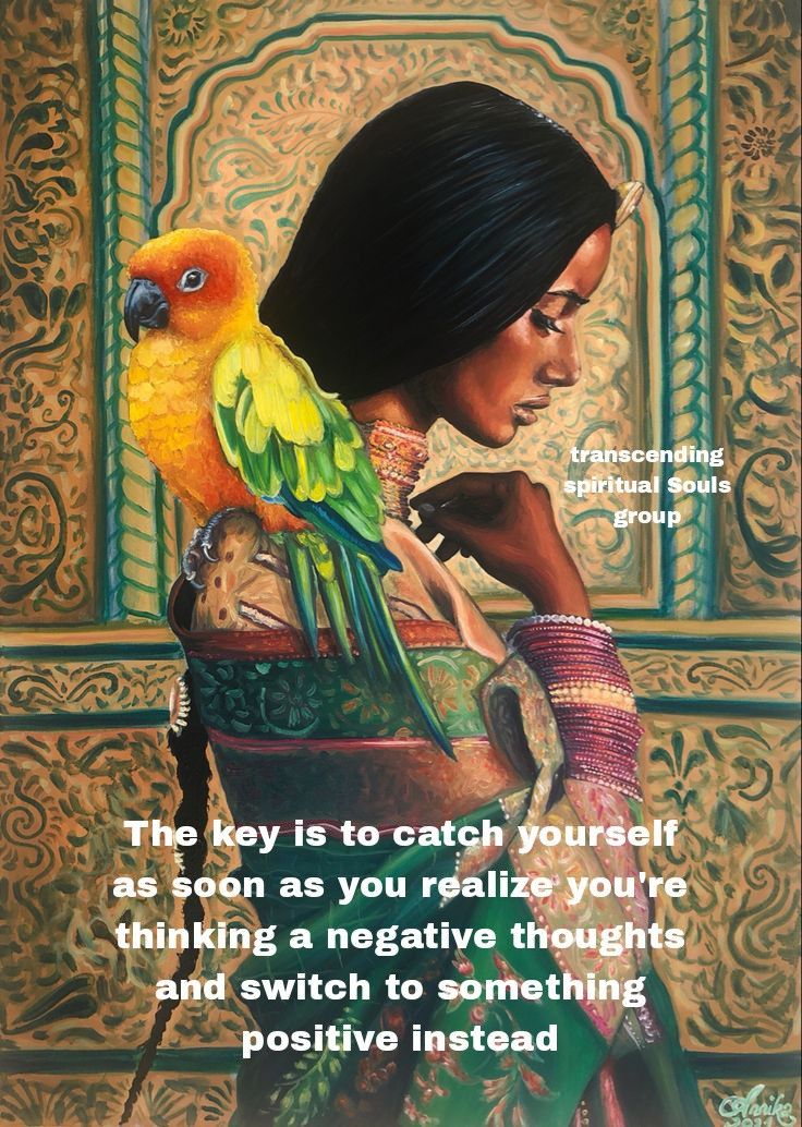 an image of a woman with a bird on her shoulder and the words, the key is to catch yourself as soon as you relaxe