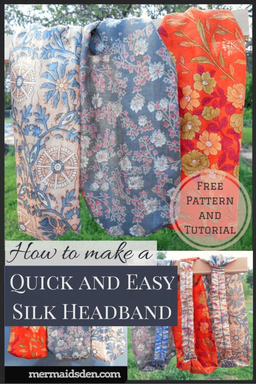 the instructions for how to make a quick and easy silk headband with free pattern