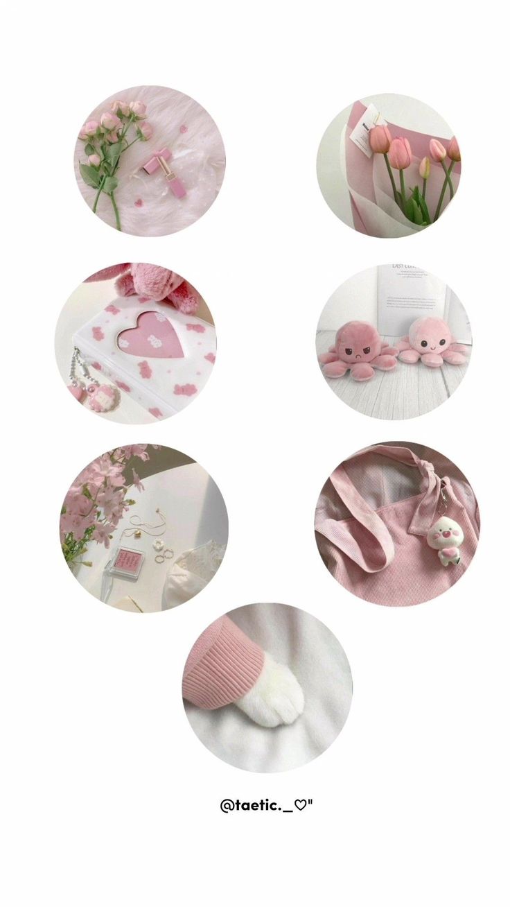 pink baby clothes and accessories are arranged in the shape of a circle with flowers on it