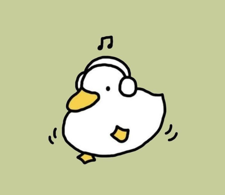 a cartoon duck with headphones and music notes