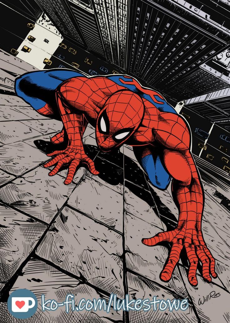 a spider man is standing on the ground