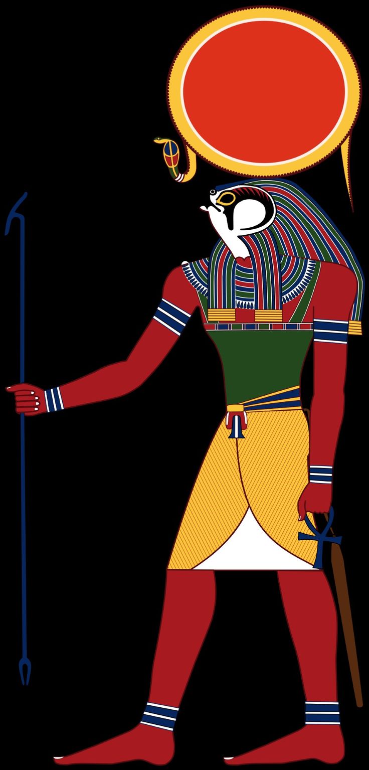 an ancient egyptian man with a staff and speech bubble above his head, standing in front of a black background