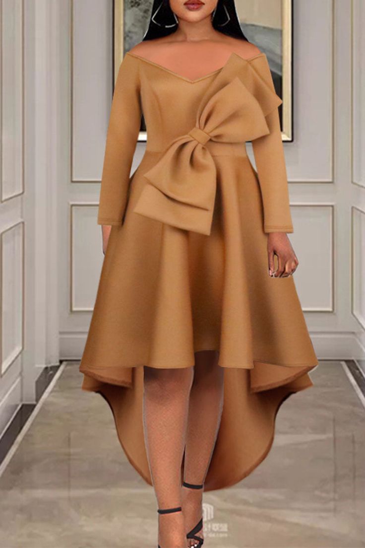 Product Name Khaki Elegant Solid Split Joint With Bow V Neck Evening Dress Dresses Item NO. L5659749 Weight 1.1900 kg = 2.6235 lb = 41.9760 oz Category DRESSES Tag Long Sleeve , Solid , V Neck , Patchwork , Elegant , Long , Polyester , Regular , Split joint , Mid Calf , Evening Dress , With Bow Material Polyester Style Elegant Pattern Type Solid Element Split Joint,With Bow Neckline V Neck Silhouette Evening Dress Sleeve Length Long Sleeve Dresses Length Mid Calf Fit Type Regular Clothing Length Long Type Patchwork Size(in) Bust Waist Hips Dresses Length S 34.6-36.2 26-29.1 36.2-40.2 49.2 M 37-38.6 28.3-31.5 38.6-42.5 49.6 L 39.4-40.9 30.7-33.9 40.9-44.9 50 XL 41.7-43.3 33.1-36.2 43.3-47.2 50.4 2XL 44.1-45.7 35.4-38.6 45.7-49.6 50.8 3XL 46.5-48 37.8-40.9 48-52 51.2 Size(cm) Bust Waist Hips Khaki Dress For Fall, Solid Color Khaki Fall Dress, Khaki Fall Dress, Knee-length Khaki Dress For Fall, Khaki Knee-length Dress For Fall, Khaki Knee-length Fall Dress, Khaki Midi-length Dress For Fall, Khaki Midi Length Dress For Fall, Khaki Spring Party Dress