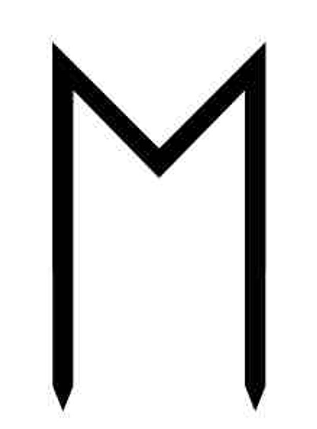 a black and white image of a letter m