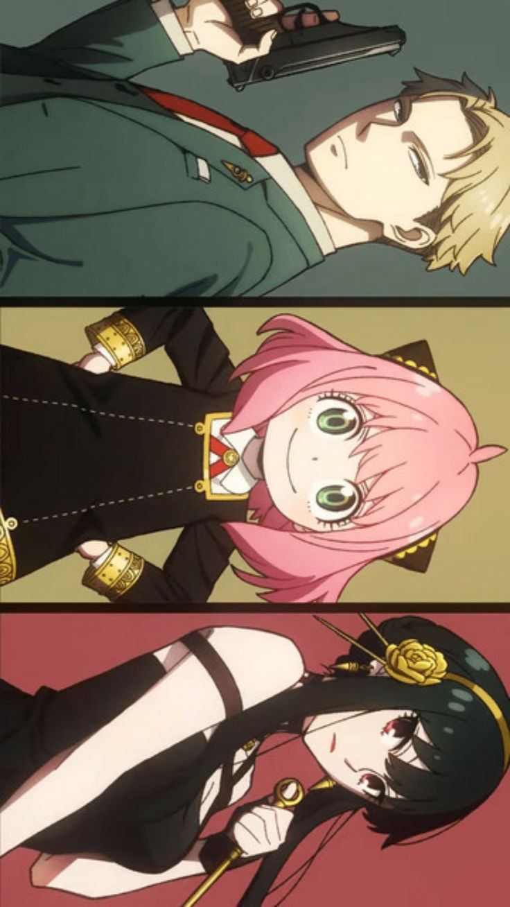 two anime characters one with pink hair and the other wearing black