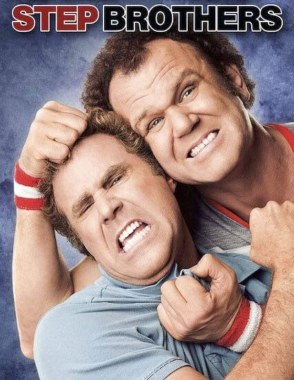 the two men are posing for a photo together on a poster that says, step brothers