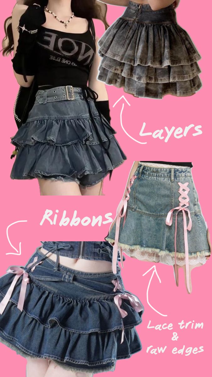 Clothes Makeover, Easy Diy Clothes, Denim Skirt Outfits, Miniskirt Outfits, Upcycled Fashion, Denim Skirts, Really Cute Outfits, Kawaii Clothes, Kawaii Fashion