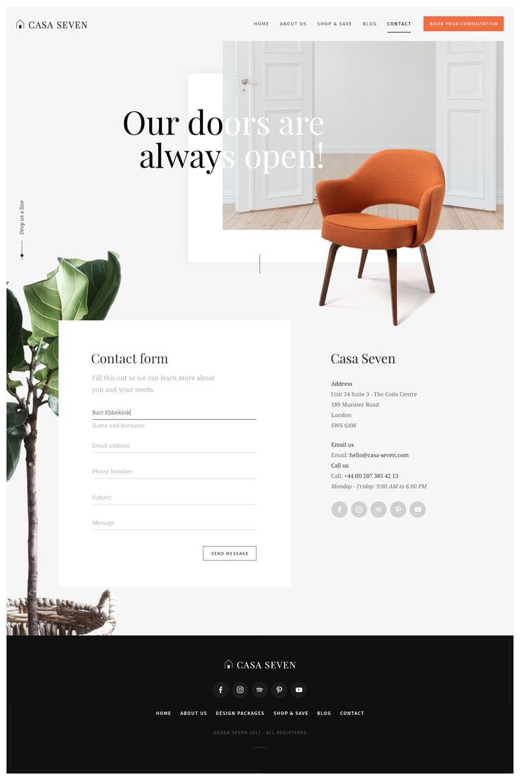 the homepage for an interior design firm that is selling furniture and decor items to their customers