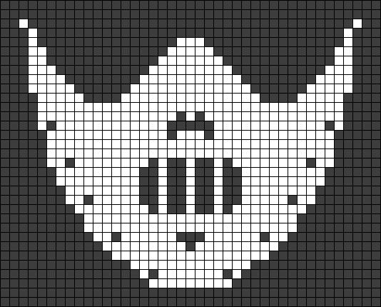 an image of a pixellated skull with the letter o on it's chest