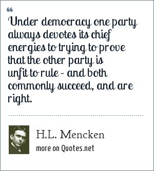 a quote from h l mencken on democracy