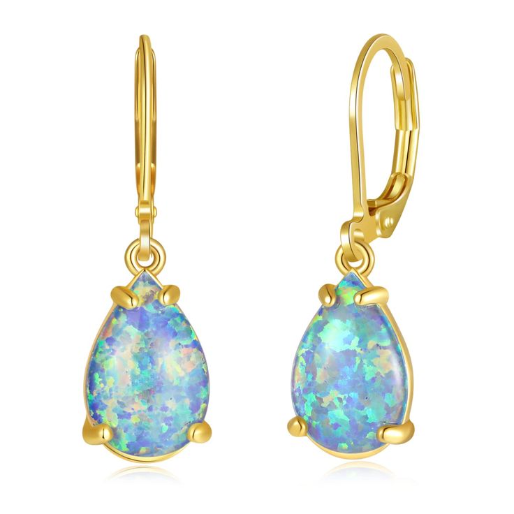 PRICES MAY VARY. 【Teardrop Drop Earrings for Women】Teardrop leverback dangle earrings add style and elegance to your looks. Easy to match costume. Fashion pendant earrings made of high quality 14K gold plated brass and blue purple teardrop shape opal, lead-free, nickel-free and hypoallergenic. 【Opal Leverback Dangle Earrings】Hanging lever earrings size: 27mm, weight: 2.0g. Leverback Dangle Earrings stone is blue purple teardrop opal size: 12*8mm. Women and girls leverback dangle earrings come el Earrings Hanging, Purple Opal, Earrings Stone, Costume Fashion, Fashion Pendant, Dangle Hoop Earrings, Green Opal, Opal Stone, Opal Pendants