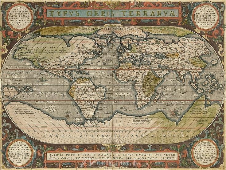 an old map shows the world as it is being displayed in this antique style poster