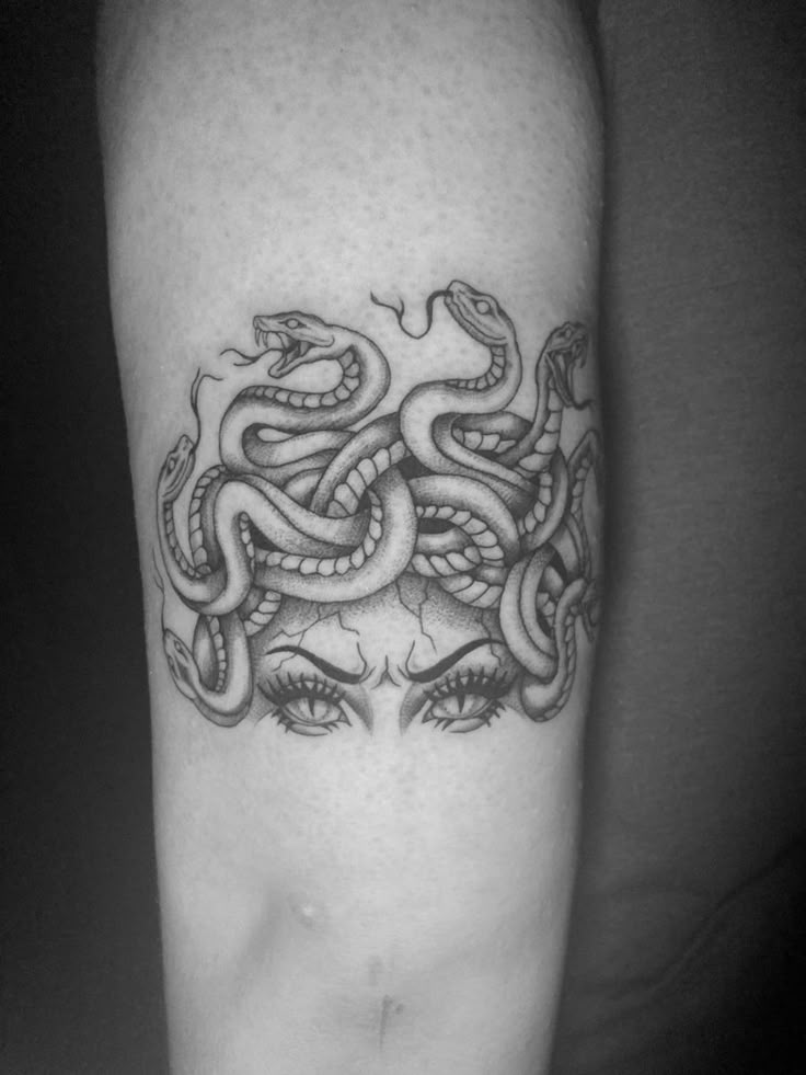 Medusa, Medusa tattoo, black and grey tattoo Medusa Eyes Tattoo Stencil, Medusa Tattoo Hip Thigh, Cracked Medusa Tattoo, Medusa Tattoo Thigh Simple, Medusa Calf Tattoo, Lowkey Medusa Tattoo, Medusa Themed Tattoo, Faceless Medusa Tattoo, Medusa Tattoo Dark