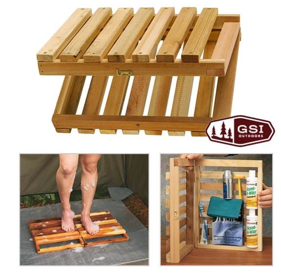 the instructions for how to build a shower shelf out of wood pallets are shown