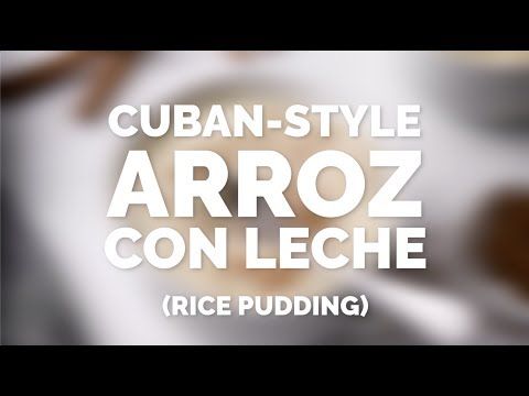 the words cuban - style arroz con leche are in white and brown