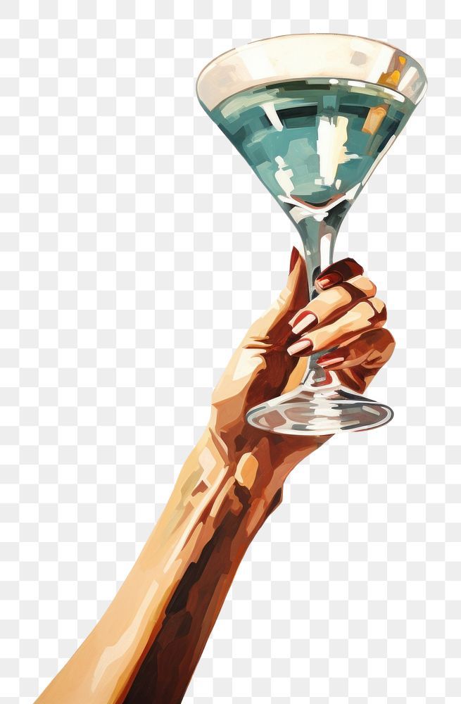 a hand holding a martini glass with green liquid