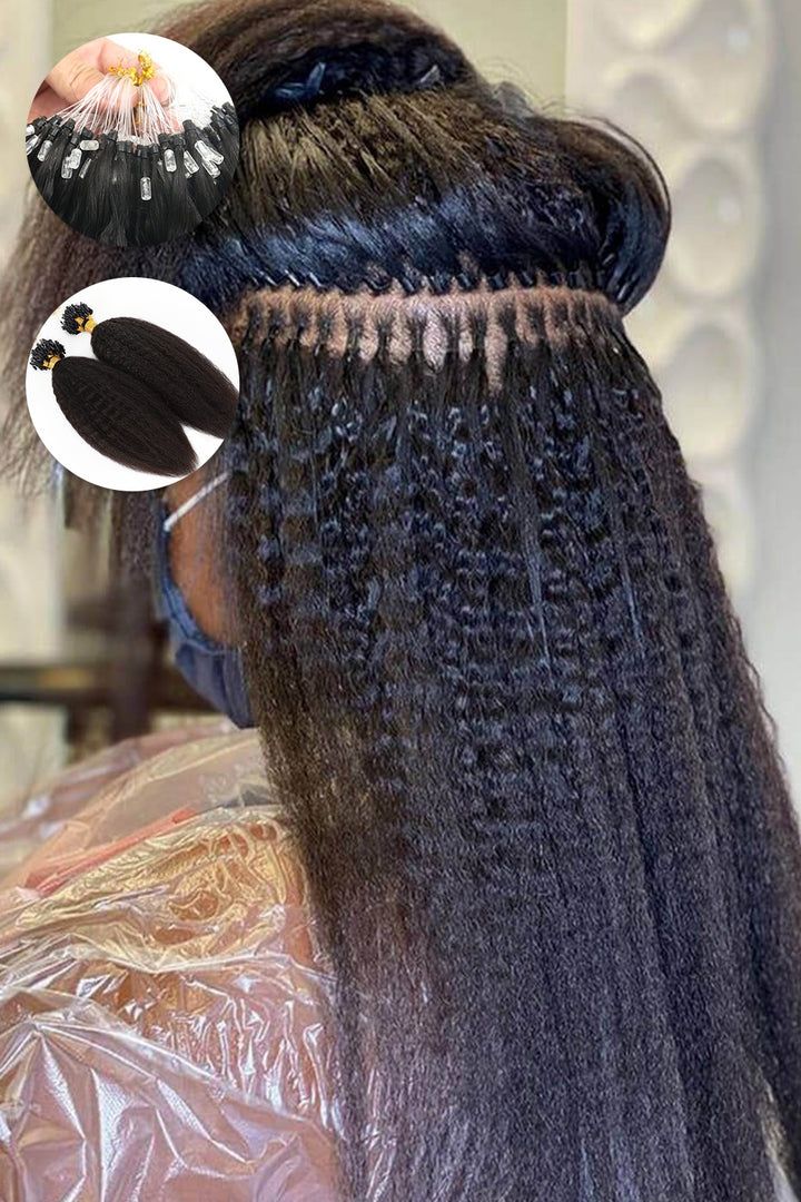 Micro Ring Human Hair Kinky Straight Extensions For Black Women Micro Braids Human Hair, Human Hair Afro Wigs, Straight Extensions, Micro Bead Hair Extensions, Microlink Hair Extensions, Micro Loop Hair Extensions, Micro Ring Hair Extensions, Best Human Hair Extensions, Loc Extensions