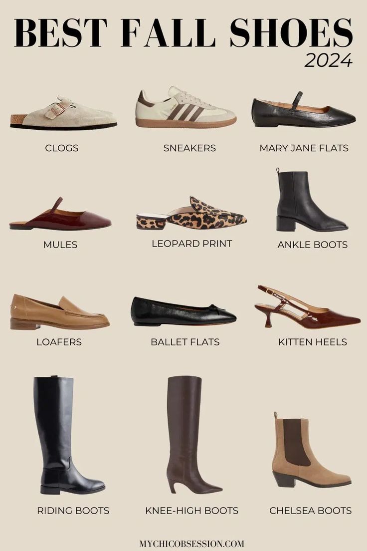 Top 12 Best Fall Shoes to Add to Your Wardrobe 2024 - MY CHIC OBSESSION Fall Boots 2024 Women, Autumn Footwear Women, Must Shoes For Women, Summer To Fall Transition Shoes, Woman Fall Shoes, September 2024 Fashion, Fall Shoe Inspiration, Fall Winter Shoes Woman, Shoes For Different Outfits