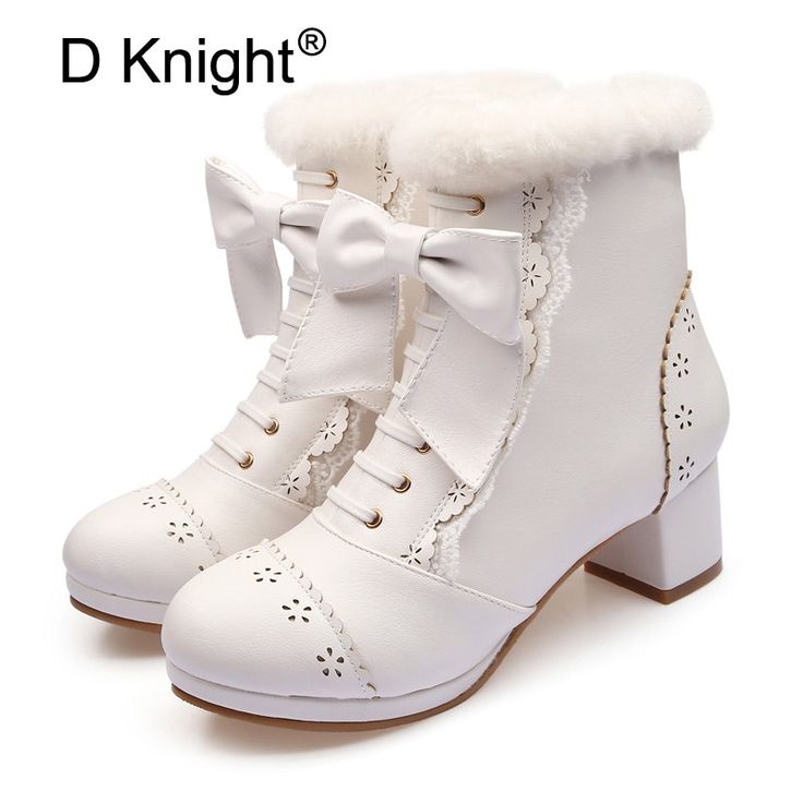 Color: White P90, Shoe Size: 5 Ankle Snow Boots, Knee Length Boots, Platform High Heel Shoes, Bow Shoes, Womens Wedding Shoes, Black Boots Women, Lace Ribbon, Winter Boots Women, Boots Fall