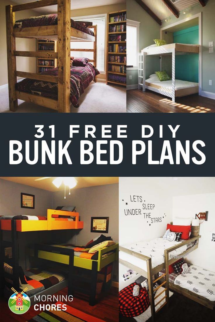 bunk bed plans with text overlay that reads 31 free diy bunk bed plans