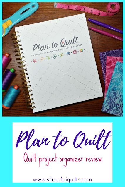 the plan to quilt book with scissors, thread and sewing needles on top of it