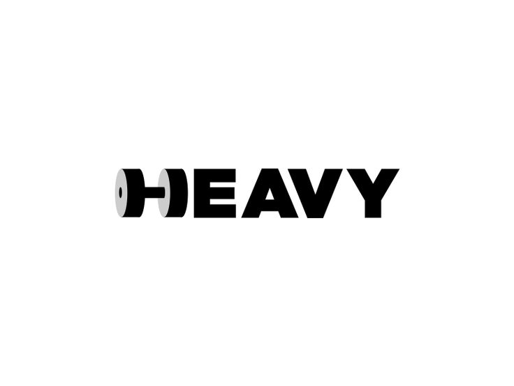 the word heavy written in black on a white background