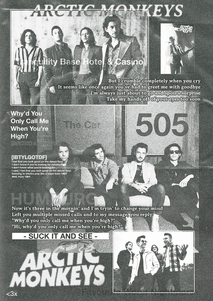 an advertisement for arctic monkeys featuring the band