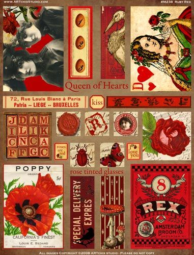 a collage of vintage valentine's day cards with red flowers and hearts on them