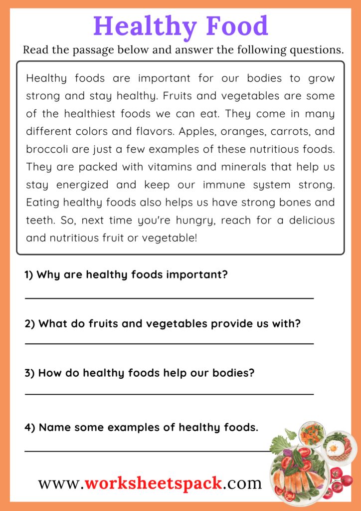 healthy food worksheet for kids