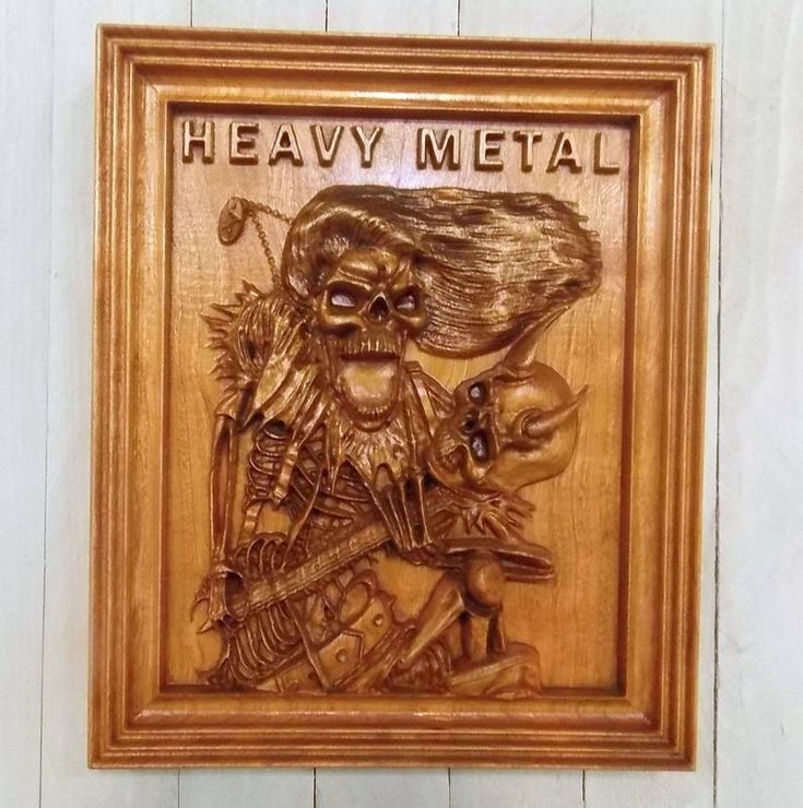 Gothic Home Decor Heavy Metal Wood Carving Wall Hanging 14 x | Etsy Music Metal Wall Art, Skull Wall Decor, Personalised Wooden Gifts, Carved Wood Wall Art, Metal Home Decor, Horror Decor, Wood Wall Art Decor, Wood Carving Designs, Gothic Home