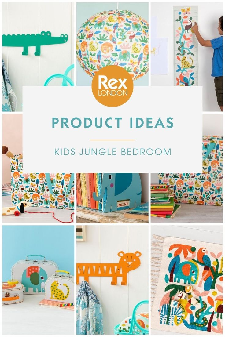 children's jungle bedroom with the text product ideas