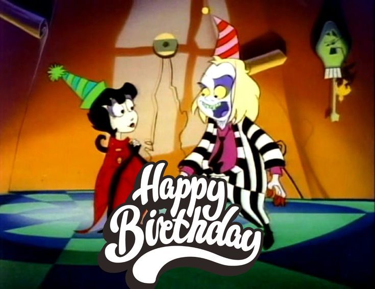 an animated image of two clowns with the words happy birthday