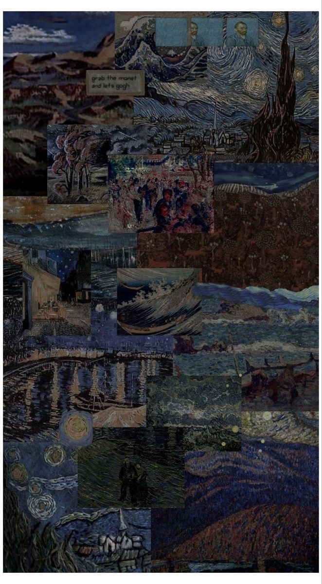 a collage of different pictures with the theme of van goghn's starry night